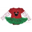 Christmas Max Style Snowflakes Long Sleeve Red Baby Bodysuit Kelly Green Pettiskirt & Christmas Minnie Print JS4932